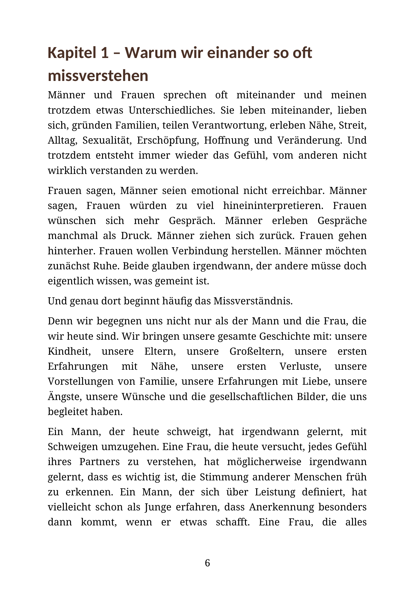 Leseprobe: Beginn des ersten Kapitels – Warum Männer nie gelernt haben, tief zu sein